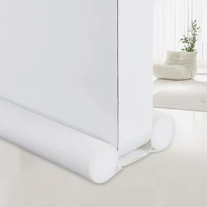 Door Draft Stopper for Bottom of Doors Weather Stripping Door Seal,Under Door Draft Noise Blocker,Stoppers Door Draft Guard,Adjustable Twin Door Sweep Draft Seal,Home Essentials,36 Inch White