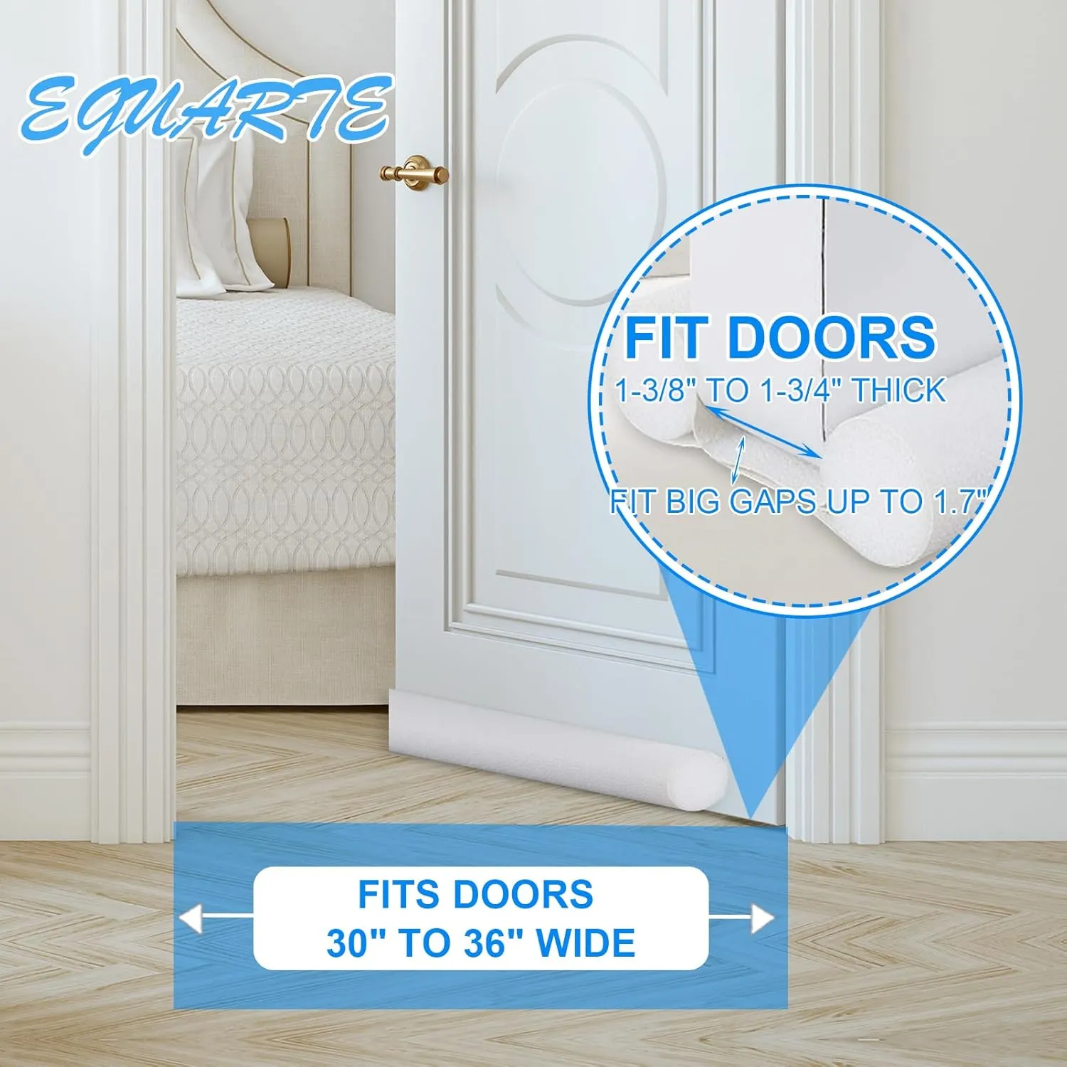 Door Draft Stopper for Bottom of Doors Weather Stripping Door Seal,Under Door Draft Noise Blocker,Stoppers Door Draft Guard,Adjustable Twin Door Sweep Draft Seal,Home Essentials,36 Inch White