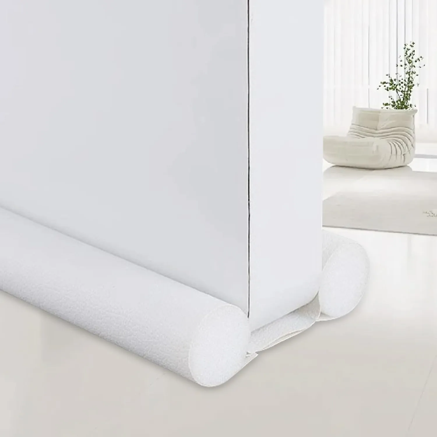 Door Draft Stopper for Bottom of Doors Weather Stripping Door Seal,Under Door Draft Noise Blocker,Stoppers Door Draft Guard,Adjustable Twin Door Sweep Draft Seal,Home Essentials,36 Inch White