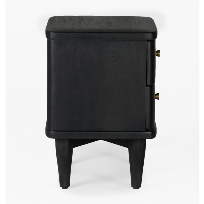Drama in Wood: Charcoal Sculpted Oak Bedside Chest