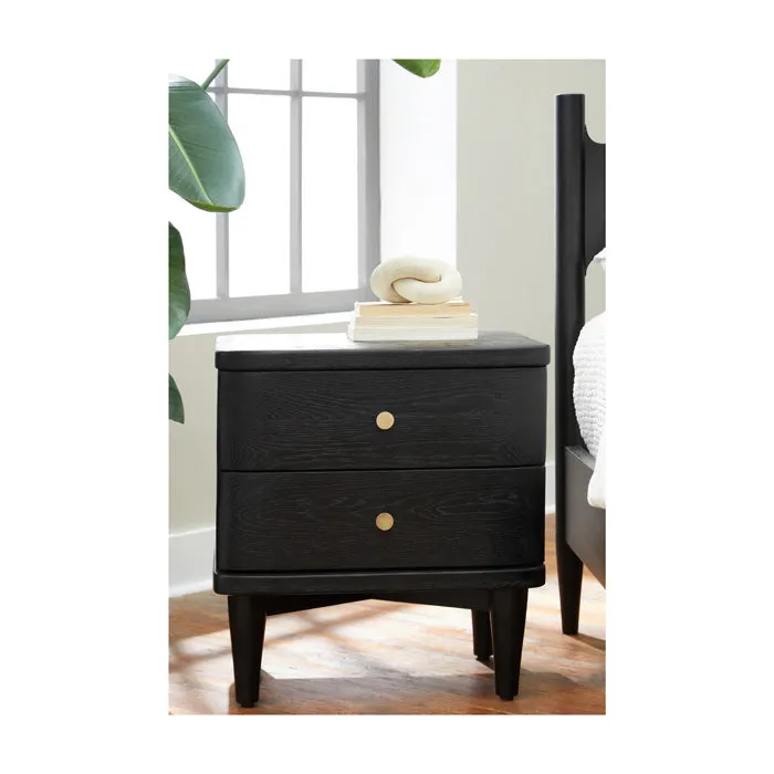 Drama in Wood: Charcoal Sculpted Oak Bedside Chest
