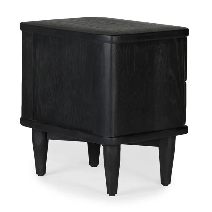 Drama in Wood: Charcoal Sculpted Oak Bedside Chest