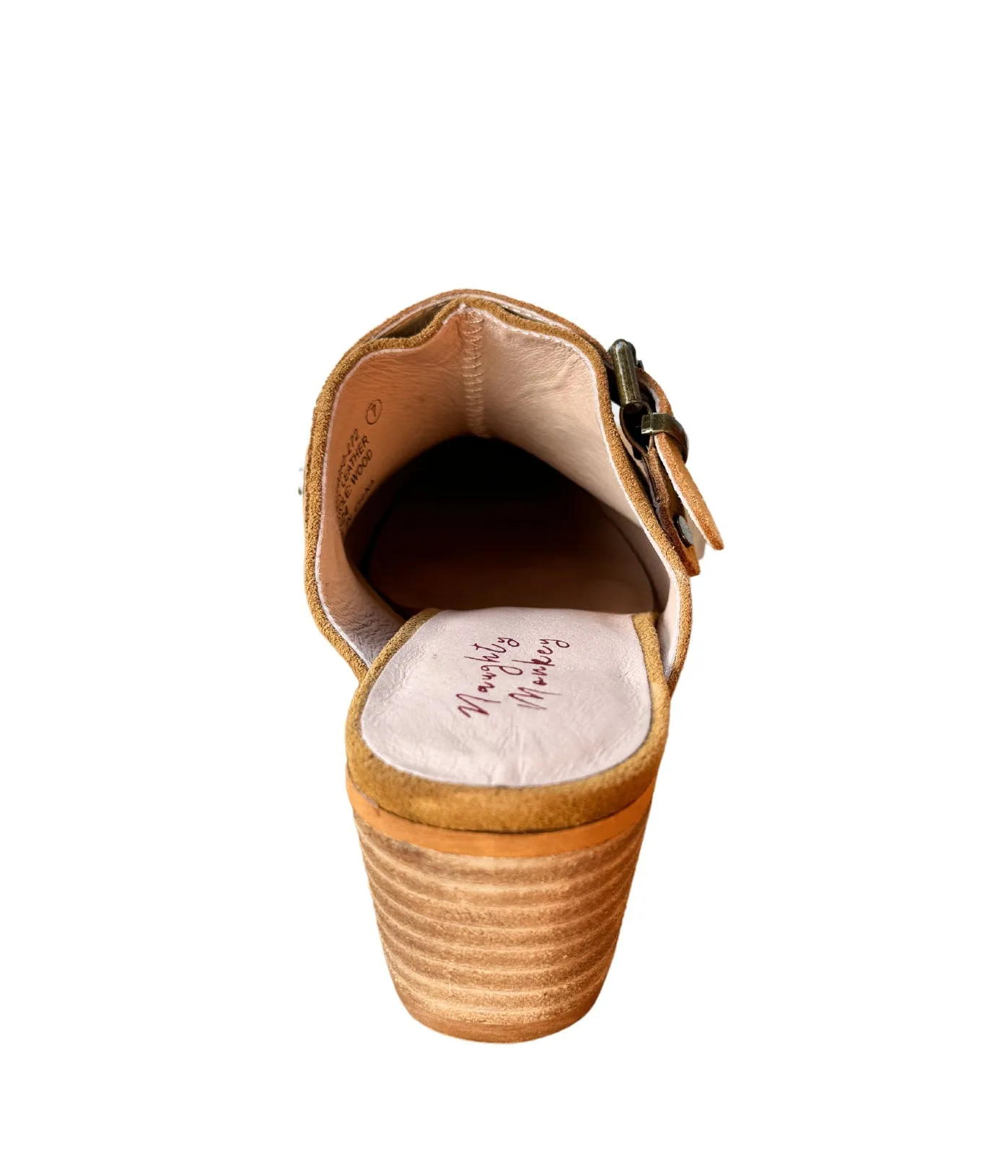 Drancy Western Mule - Embroidered Toe, Studded Harness, Genuine Leather, 1.5 Inch Heel, Tan
