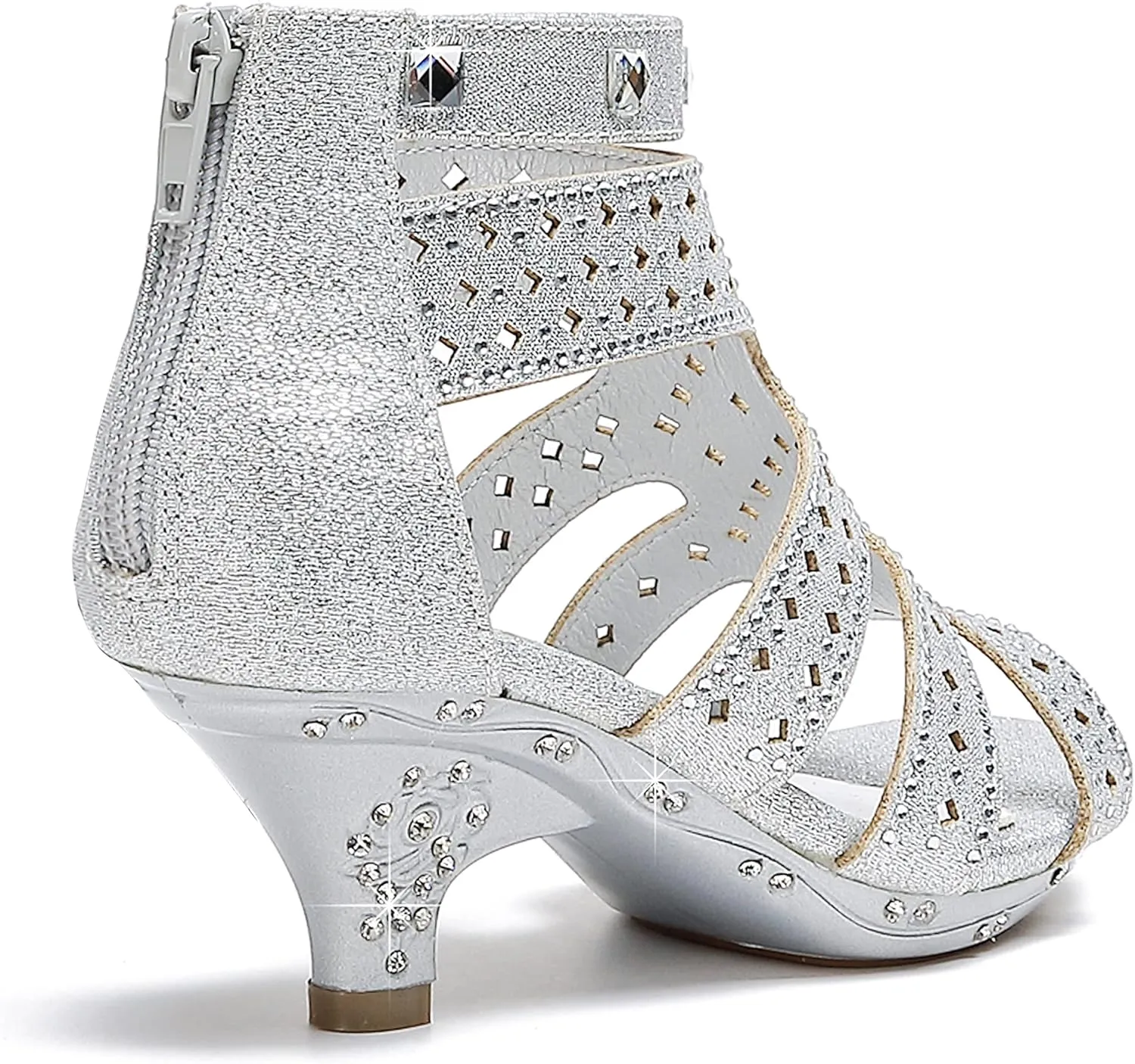 Dufannie Toddler Little Big Kid High Heels Flower Girls Party Dress Shoes Glitter Pump Sandals