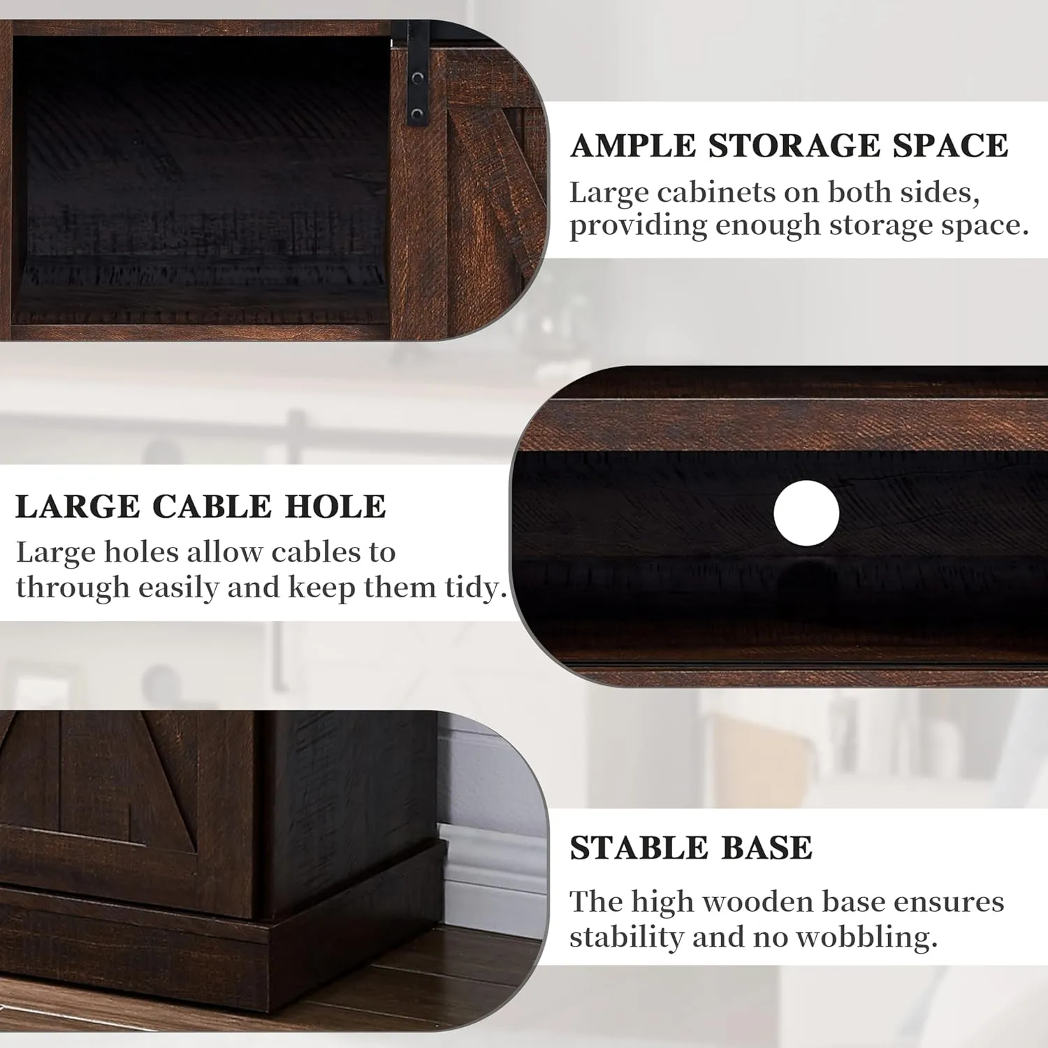 EDYO LIVING Farmhouse TV Stand for 60 Inch TV, Wood TV Stand with Sliding Barn Door, Entertainment Center with Storage Cabinet, Rustic Media Console for Living Room Bedroom, Espresso