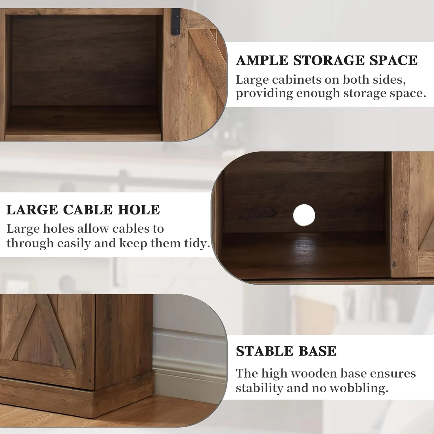 EDYO LIVING Farmhouse TV Stand for 60 Inch TV, Wood TV Stand with Sliding Barn Door, Entertainment Center with Storage Cabinet, Rustic Media Console for Living Room Bedroom, Rustic Oak