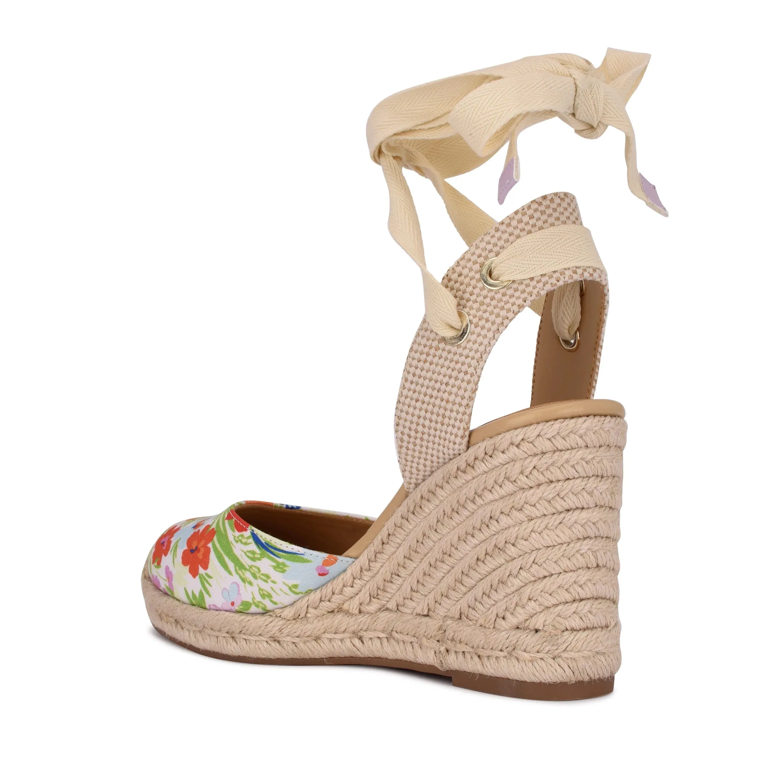 Espadrille Nine Floral Wrap Sandals Up Tie Wedge Secure shipping Rounded Don't miss it Ankle West Multi Heeled