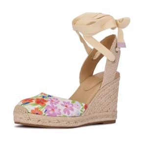Espadrille Nine Floral Wrap Sandals Up Tie Wedge Secure shipping Rounded Don't miss it Ankle West Multi Heeled