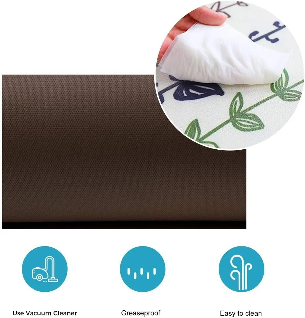 Eucalyptus Antifatigue Kitchen Bath Door Mat Cushioned Runner Rug,Washable Welcome Floor Sink Mat,Daisy Poppies Flower Spring Summer Retro Plant Waterproof Comfort Standing Doormat for Kitchen,20"x39"