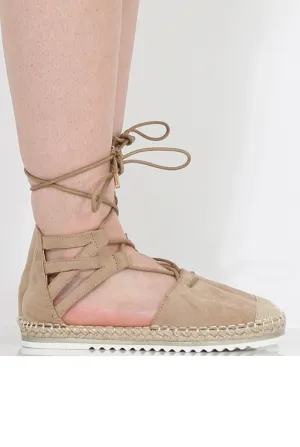 Exceptional Beige Marisa Up Espadrilles Long-lasting Suede - Lace