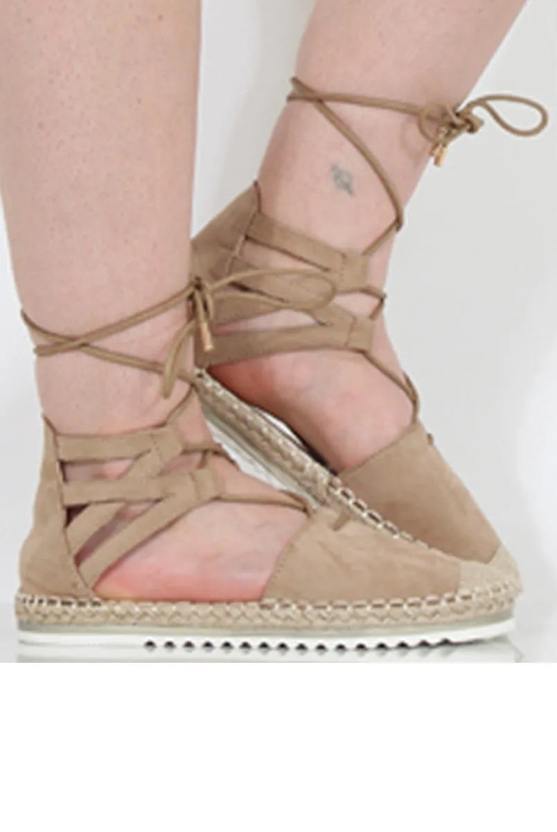Exceptional Beige Marisa Up Espadrilles Long-lasting Suede - Lace