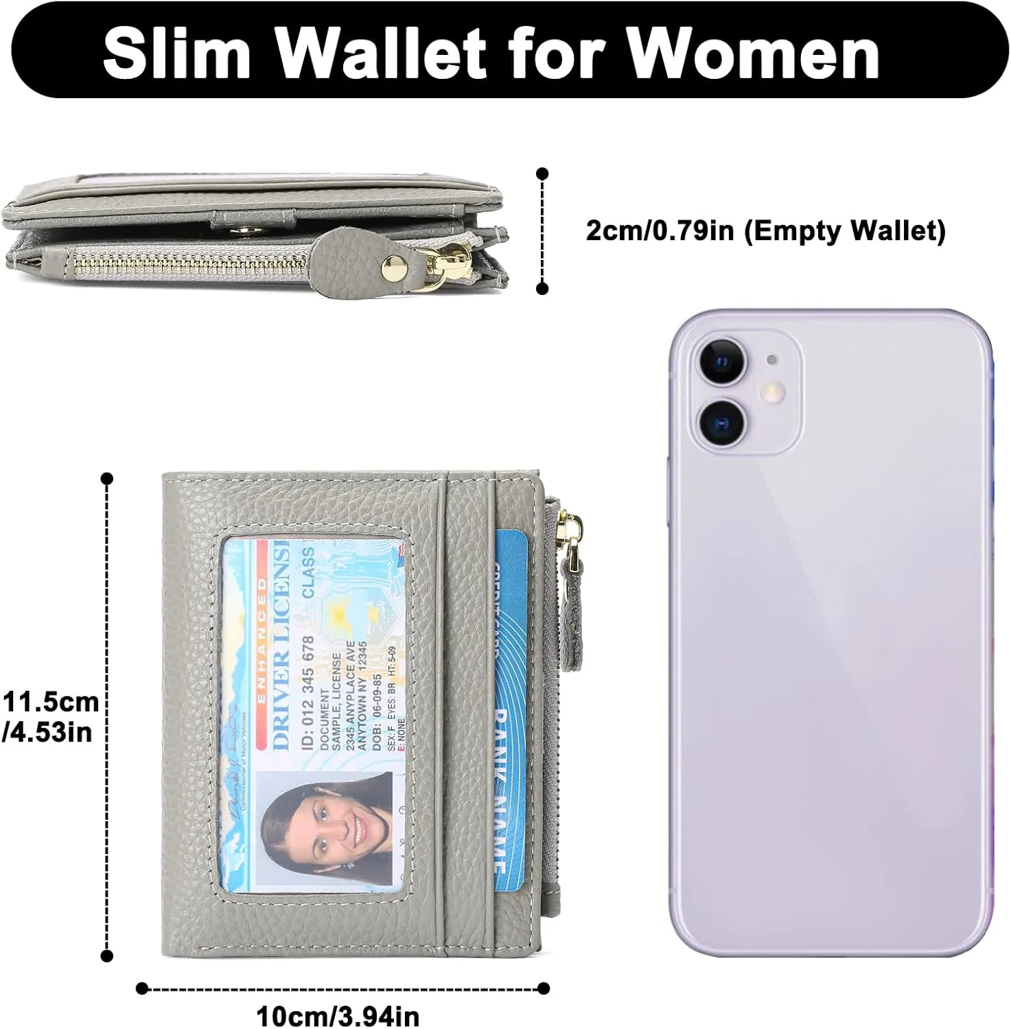 FALAN MULE Small Wallets for Women RFID Blocking Slim Bifold Leather Womens Wallet with Zipper Coin Purse