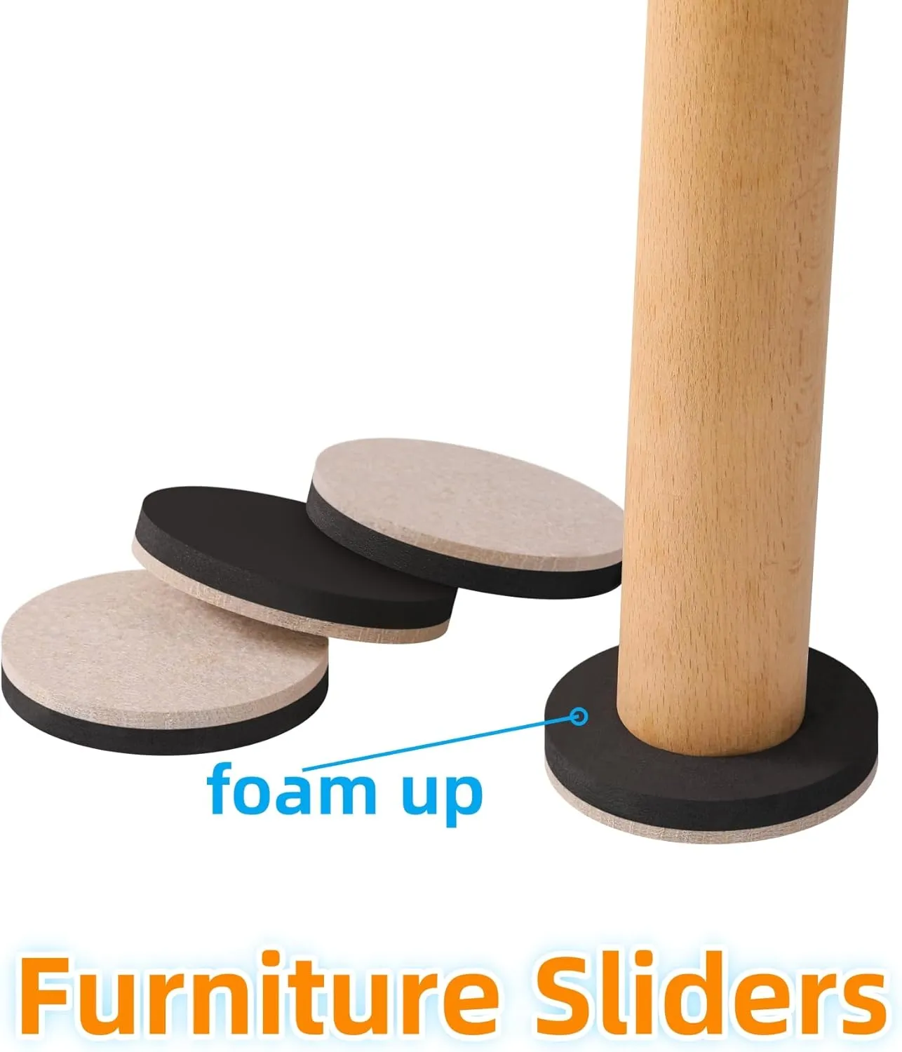 Felt Furniture Sliders for Hardwood Floors - Furnigear 16 PCS 5" Furniture Moving Pads Sliders – Heavy Duty Felt Sliders Chair Leg Floor Protectors - Move Your Furniture Easily & Safety
