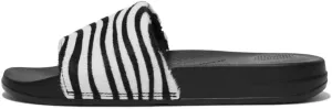 FitFlop Iqushion Hair-On Leather Slides Zebra 10 M (B)