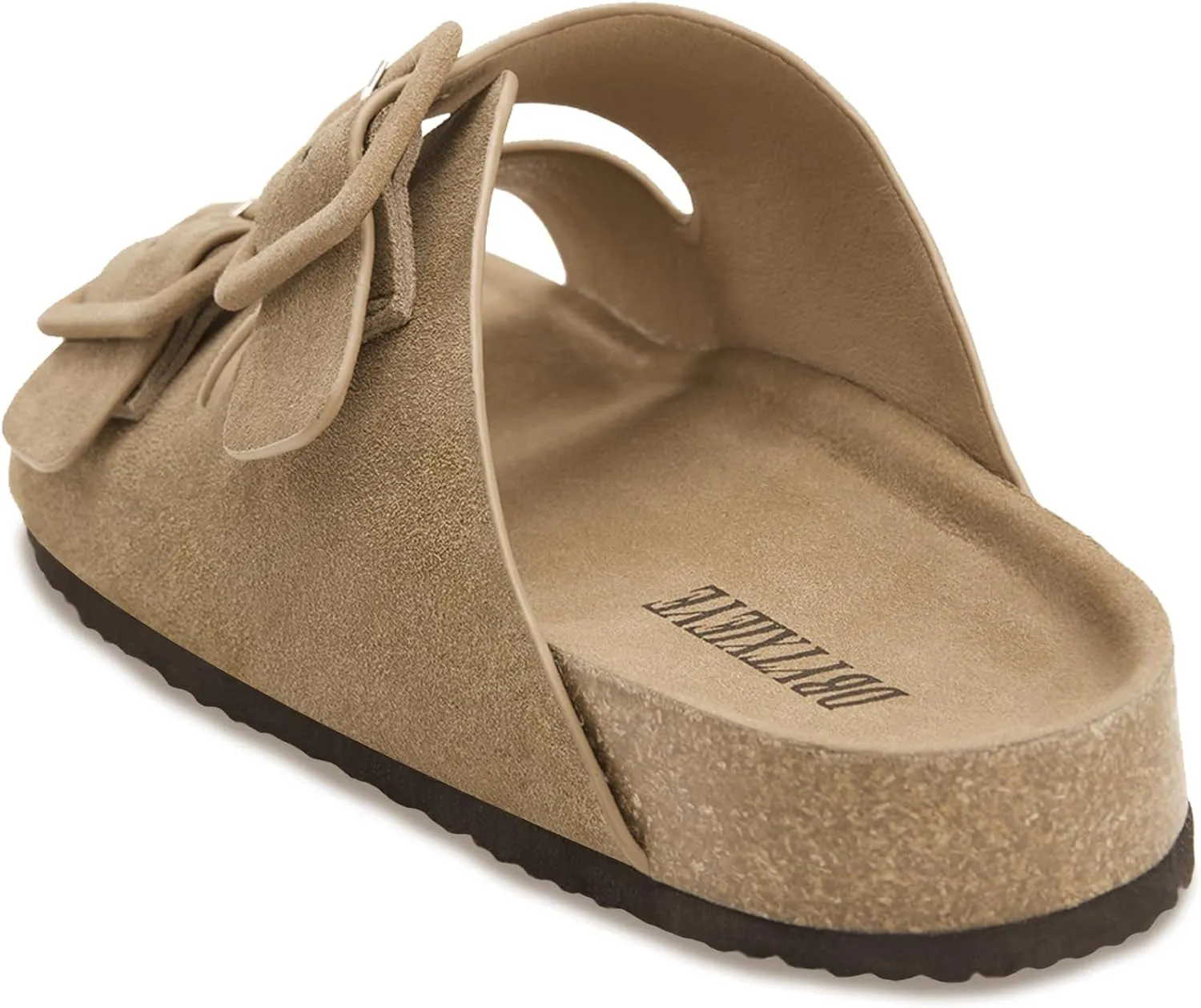 Flat sandals for women, Summer Cork Footbed Slide Sandals with Arch support,100% Genuine Leather