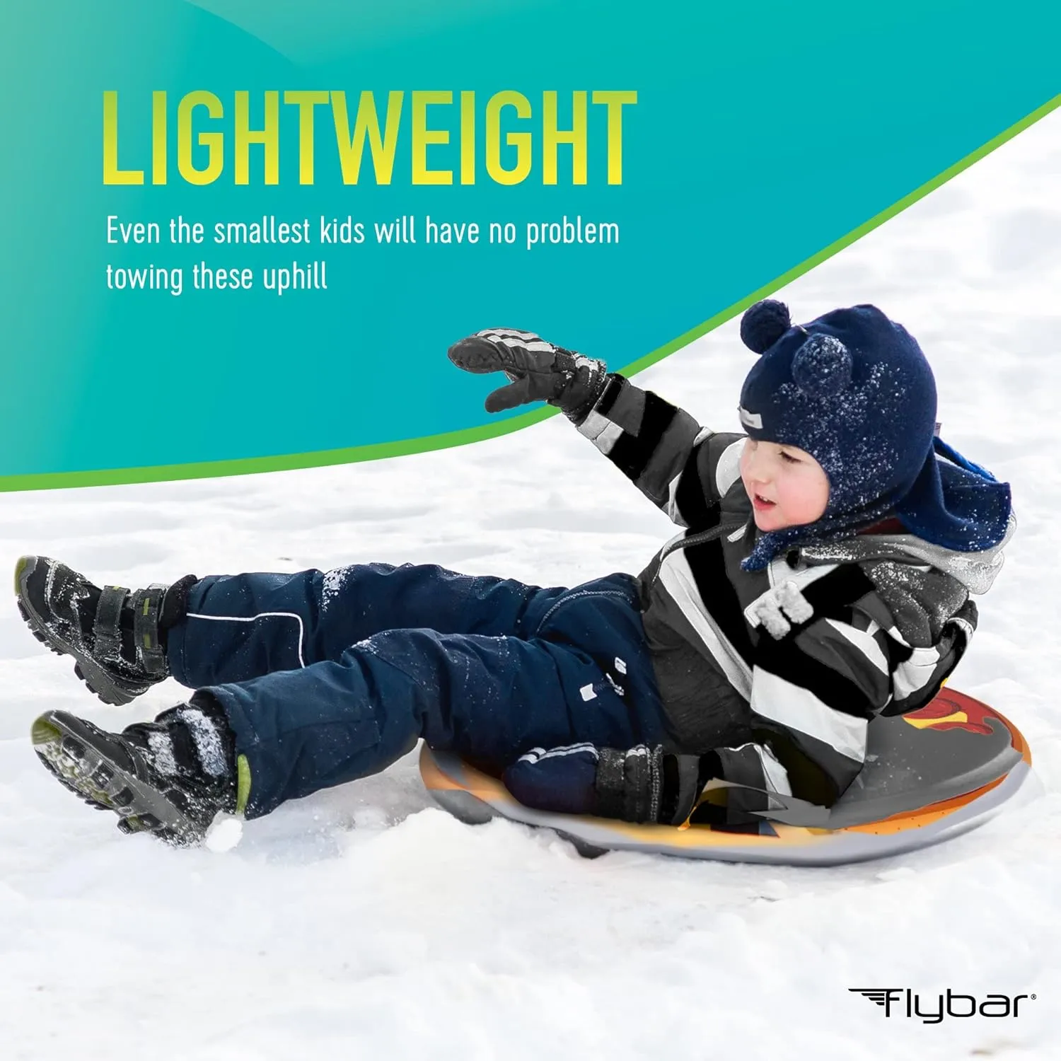 Flybar Kids 26" Foam Saucer Disc Snow Sled with Slick Bottom & PE Core Build for Boys and Girls Ages 6 , Holds Up to 110 Lbs (Pizza)