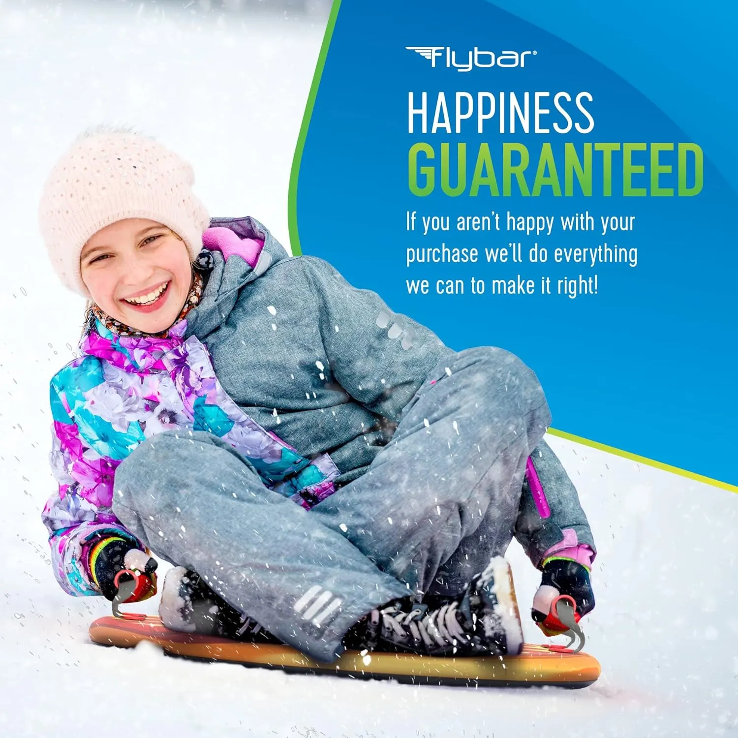 Flybar Kids 26" Foam Saucer Disc Snow Sled with Slick Bottom & PE Core Build for Boys and Girls Ages 6 , Holds Up to 110 Lbs (Pizza)