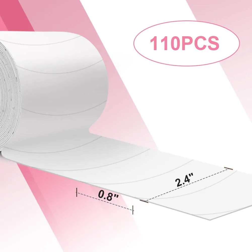 Foam Eye Pads Lash Extensions - Akissos 110 PCS Pre Cut Medical Foam Tape Under Eye Pads Eyelash Extension Supplies Beauty Tools Lint Free Hypoallergenic No Latex Waterproof - 2 Rolls