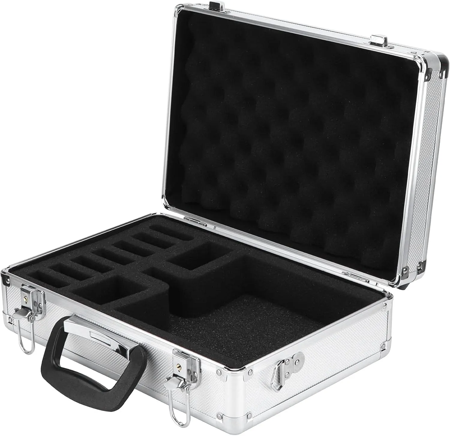 Fockety Transmitter Bag Carry Case for JR for FUTABA for FLYSKY, Aluminum Portable Handbag Hard Case for Transmitter Remote Controller RC Transmitter Case RC Airplane Single Stand Up Trans