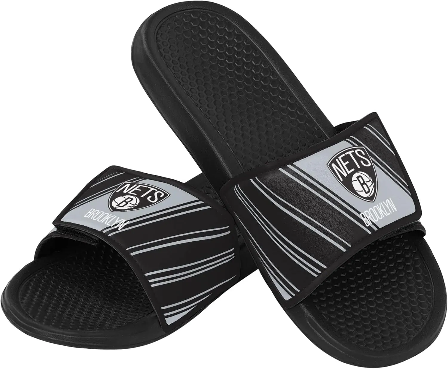FOCO Brooklyn Nets NBA Mens Legacy Velcro Sport Slide - M