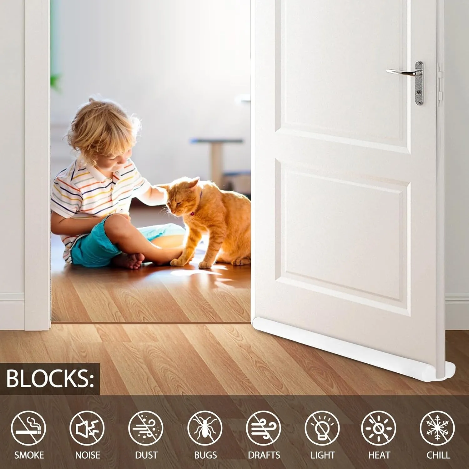 FOHOM Under Door Draft Stopper for Bottom of Door,Door Noise Stopper Blocker Cold Air Light Smell Sound Double Side Door Sweep, 30'' to 36'' Adjustable Gap Filler