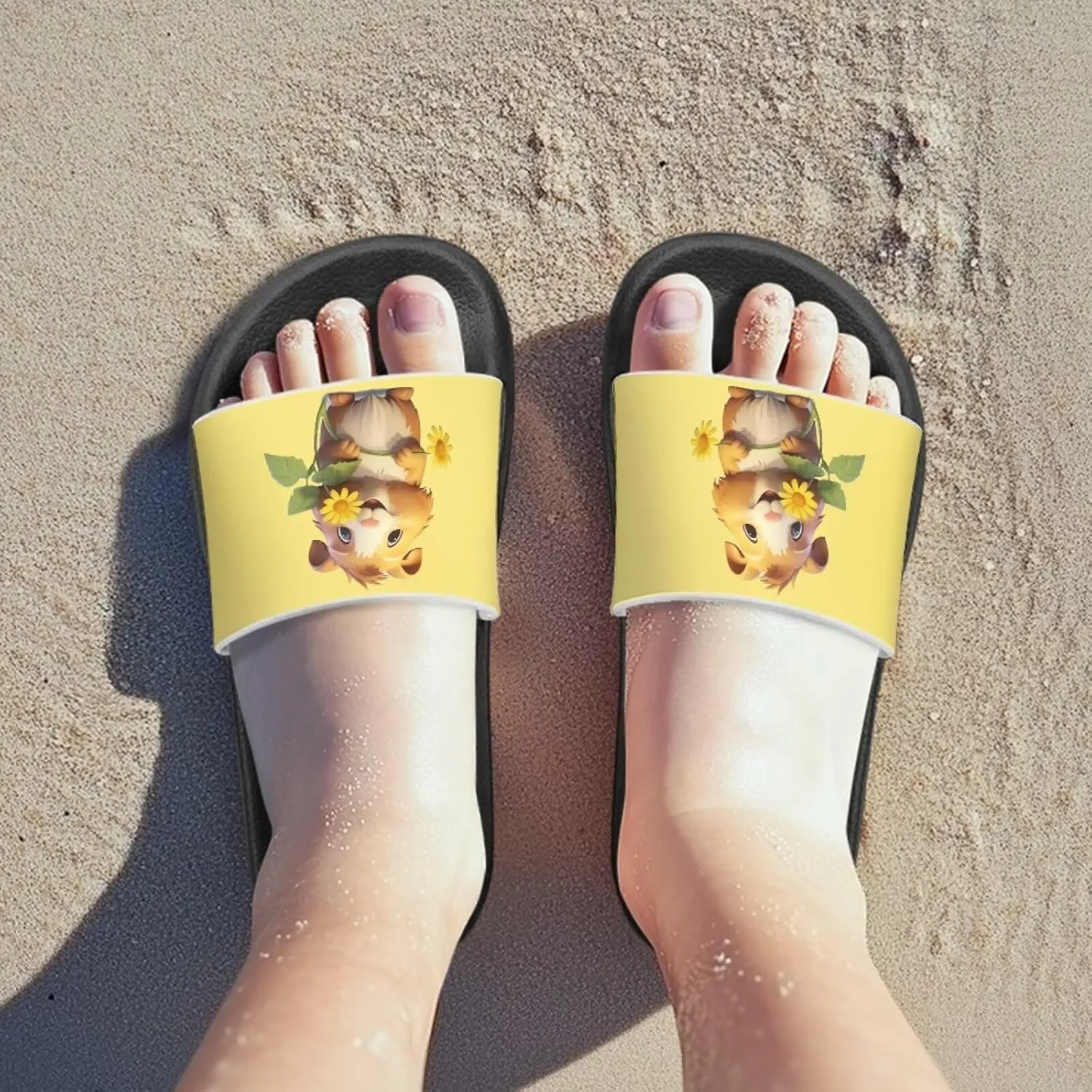 Forchrinse Animal Print Sandals for Girls Summer Beach Pool Shower Shoes Comfortable House Slippers with Arch Support