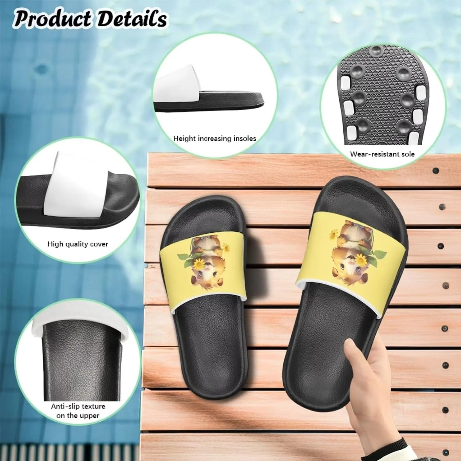 Forchrinse Animal Print Sandals for Girls Summer Beach Pool Shower Shoes Comfortable House Slippers with Arch Support