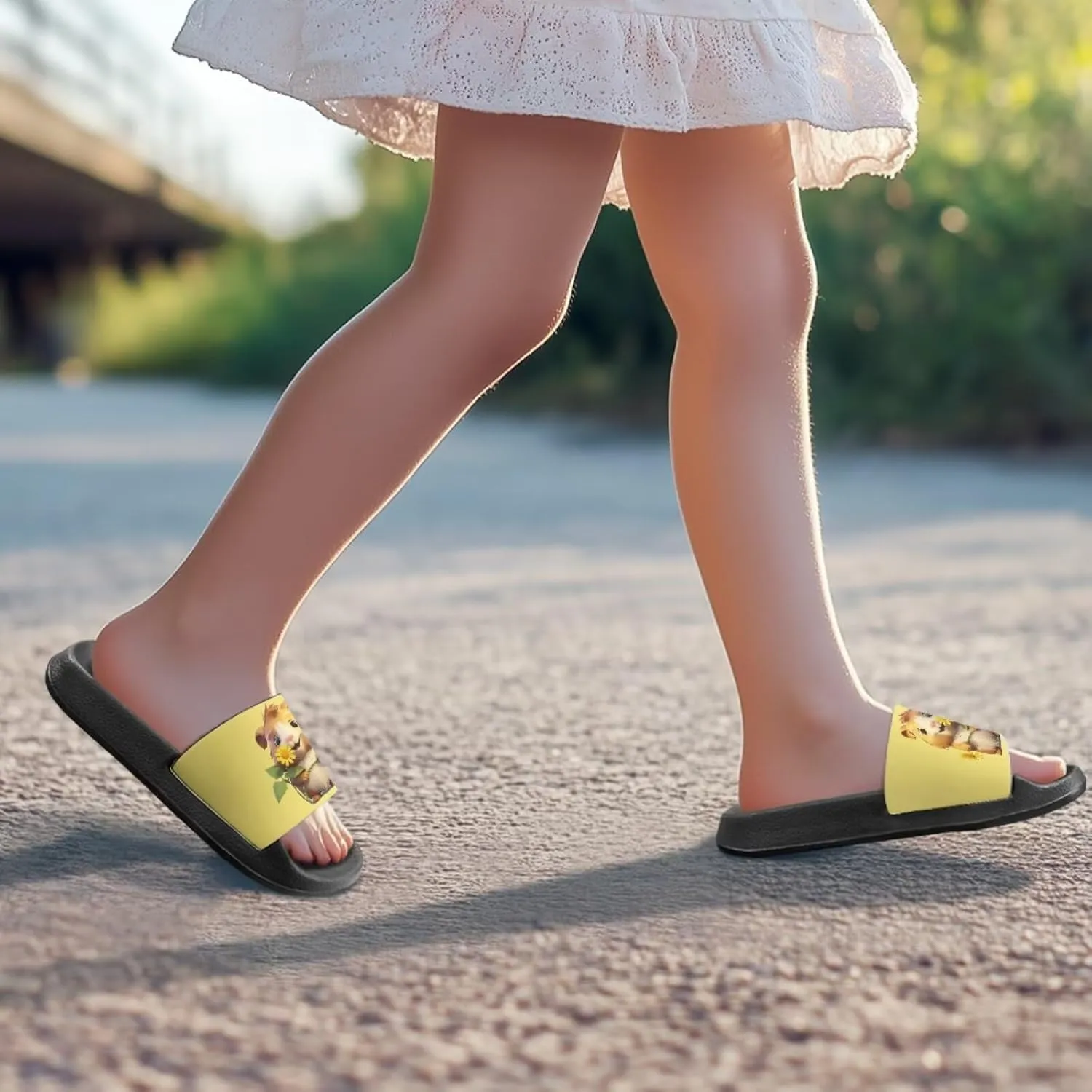 Forchrinse Animal Print Sandals for Girls Summer Beach Pool Shower Shoes Comfortable House Slippers with Arch Support