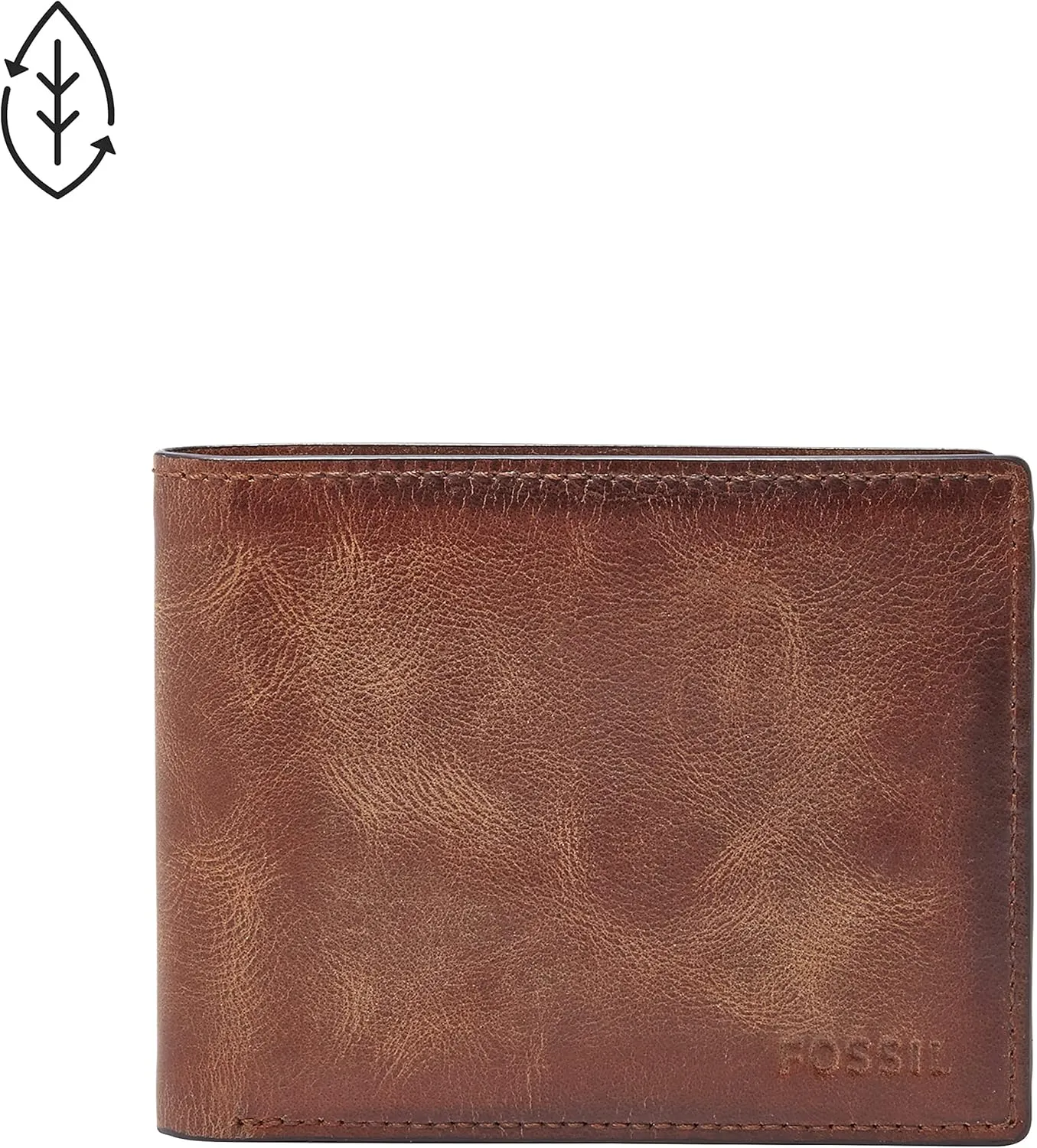 Fossil Men's Derrick RFID-Blocking Leather Bifold Wallet with Flip ID Window