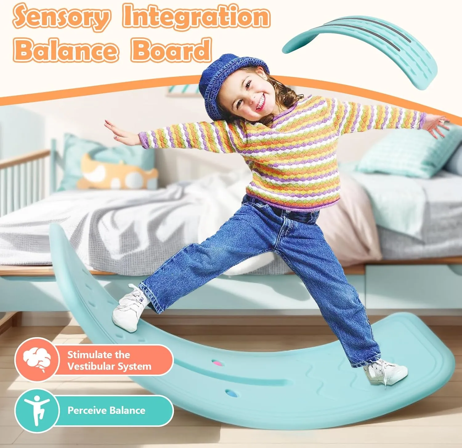 Fun Balance Board for Kids, Wobble Balance Board for Balance & Courage Building, Sensory Integration Training with Bouncy Ball, Ideal Toy for Kids Aged 3 