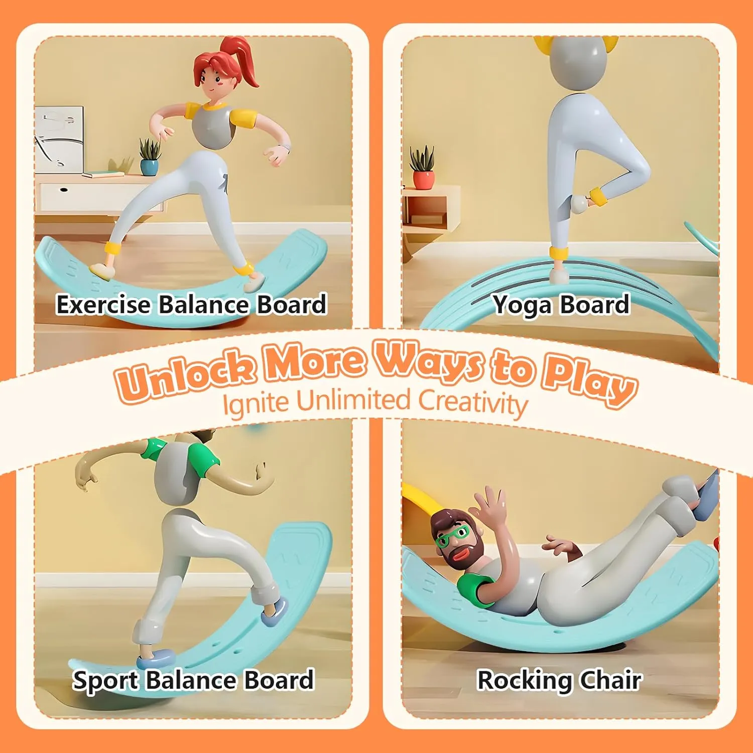 Fun Balance Board for Kids, Wobble Balance Board for Balance & Courage Building, Sensory Integration Training with Bouncy Ball, Ideal Toy for Kids Aged 3 