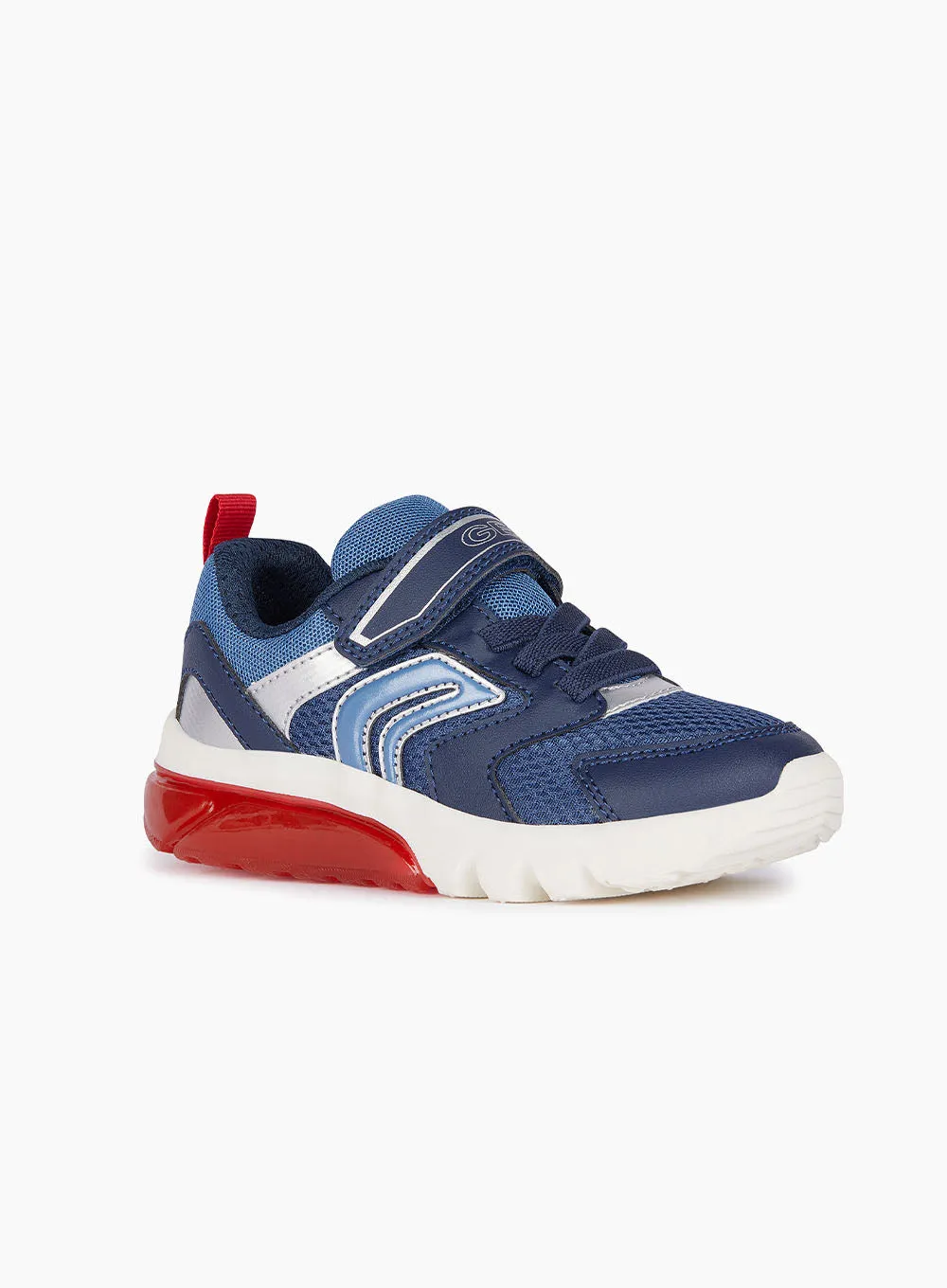 Geox Jr Ciberdron Light Up Trainers in Navy/Red