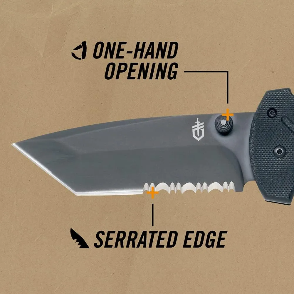 Gerber Gear 06 FAST Folding Pocket Knife, Tactical Tanto Pocket Knife with Serrated Edge for Camping and Survival