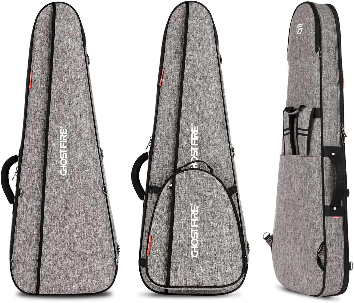 GHOSTFIRE high-end Electric Guitar Gig Bag Super thick fit ST/TL ，LP/SG An Expansion Package Is Attached (Electric guitar-grey)