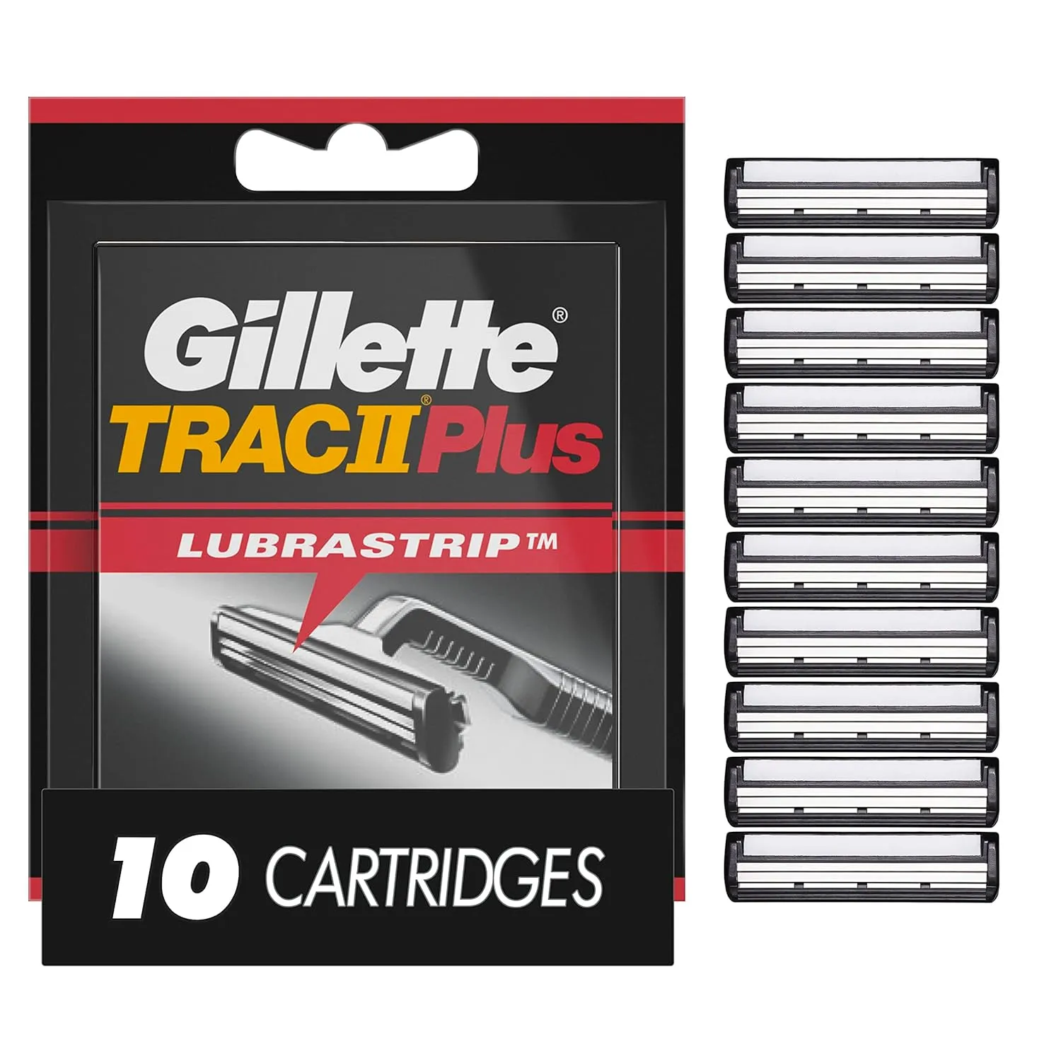Gillette TRAC II Plus Mens Razor Blade Refills, 10 Count, Delivers a Clean, Close Shave
