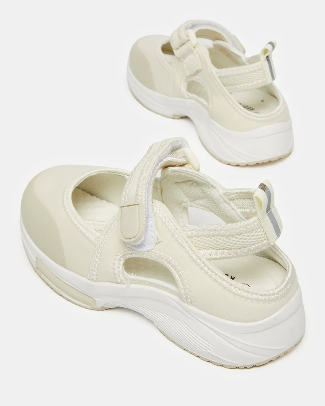Girls Beige Velcro Open Trainer