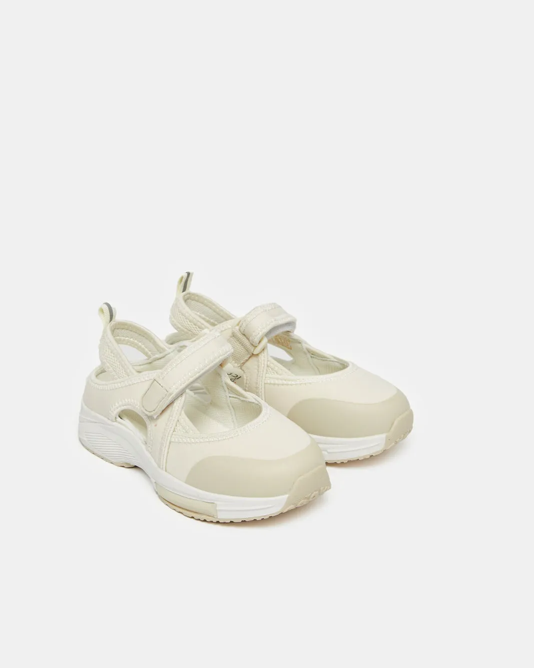 Girls Beige Velcro Open Trainer
