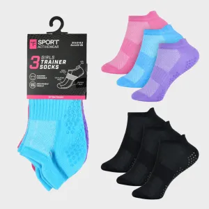 Girls Black 3pk Trainer Socks