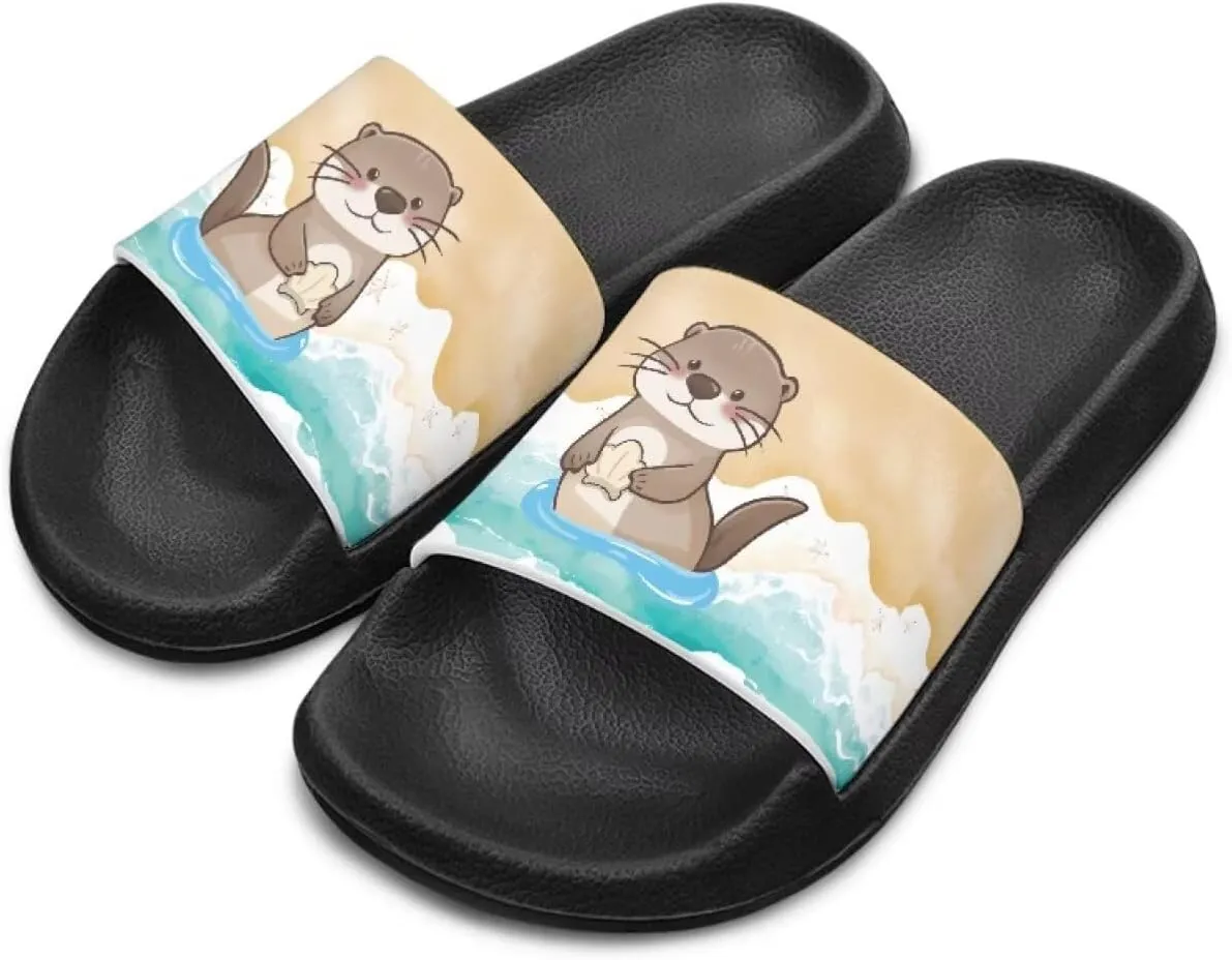 Girls Slides Comfortable Slippers Slides Animal Print Non-slip Shower Shoes Thick Sole House Slide Sandals