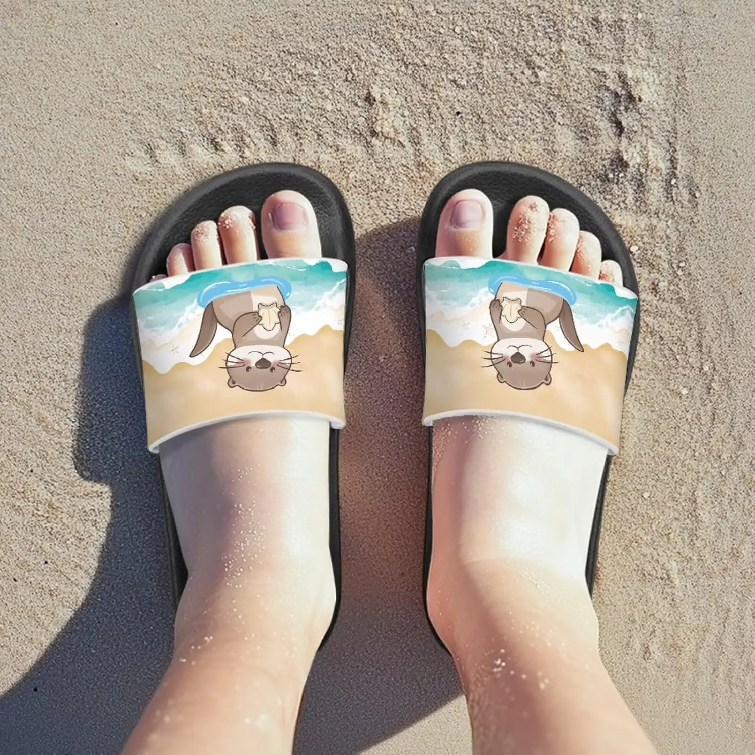 Girls Slides Comfortable Slippers Slides Animal Print Non-slip Shower Shoes Thick Sole House Slide Sandals