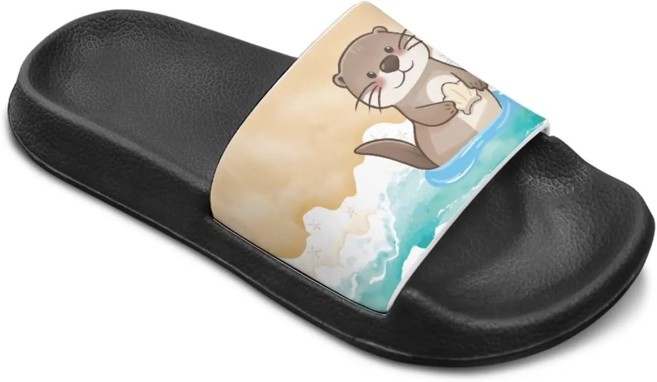 Girls Slides Comfortable Slippers Slides Animal Print Non-slip Shower Shoes Thick Sole House Slide Sandals