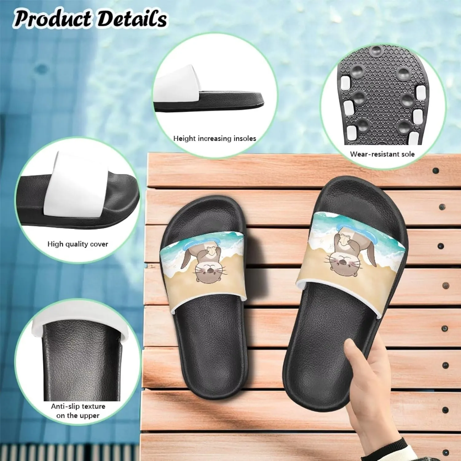Girls Slides Comfortable Slippers Slides Animal Print Non-slip Shower Shoes Thick Sole House Slide Sandals