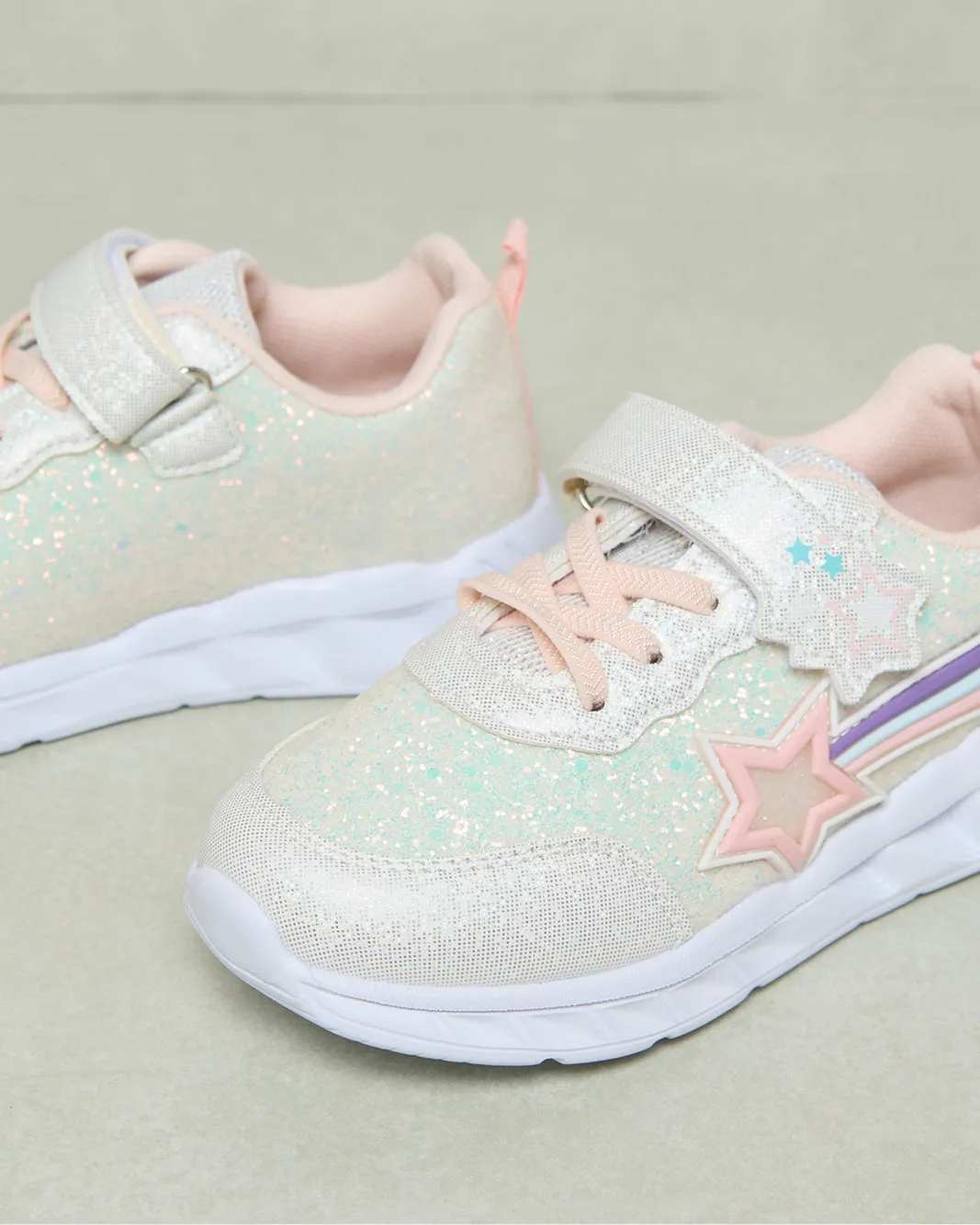 Girls White Embellished Trainer