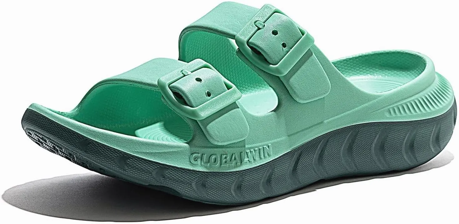 GLOBALWIN Recovery Slides For Women Mia Comfortable Sandals With Arch Support Indoor Outdoor Cloud Slippers Reduce Stress on Feet Lightweight