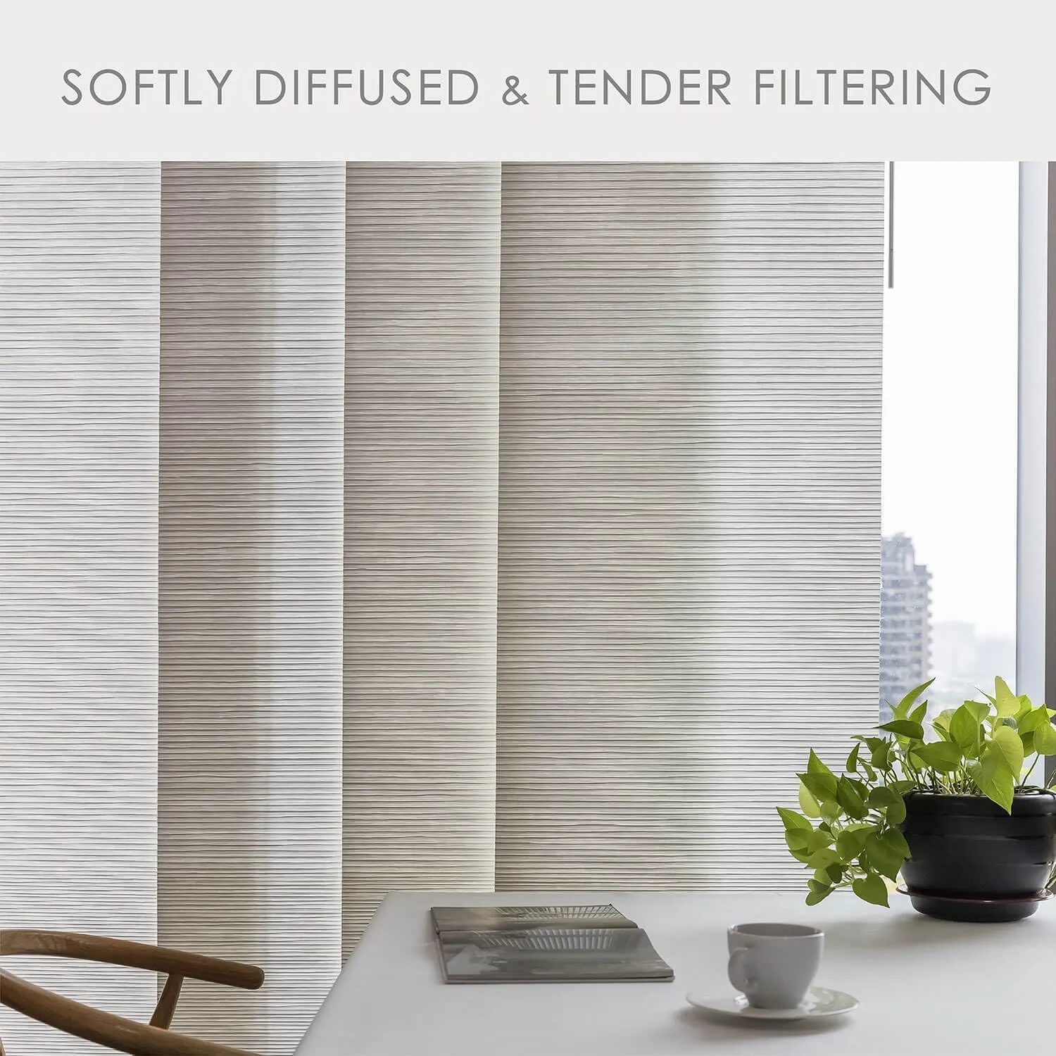 GoDear Design Adjustable Sliding Door Blinds 45.8"- 86" W x 96" H, Extendable Vertical Blinds for Sliding Glass Doors, Panel Track Window Blinds, Trimmable Woven Fabric Vertical Shades, First Snow