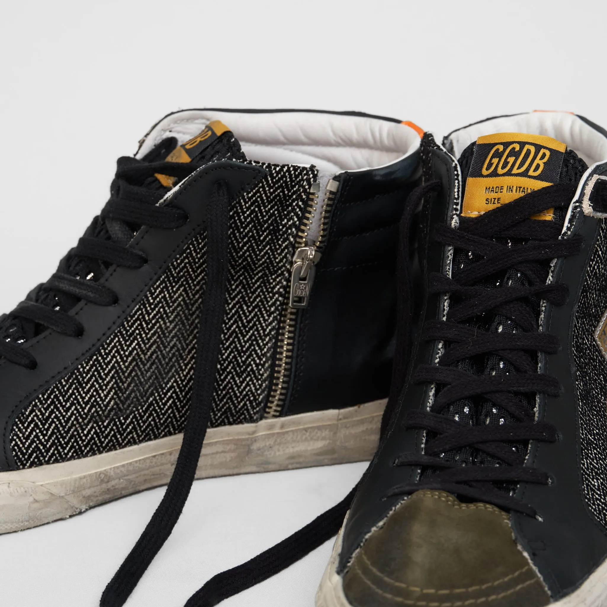 Golden Goose High Black Green Orange Slide Sneakers