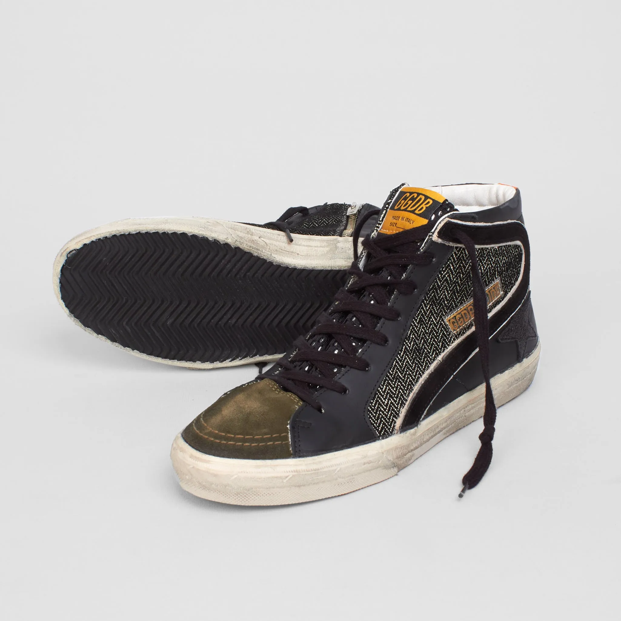 Golden Goose High Black Green Orange Slide Sneakers