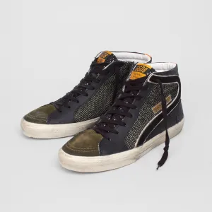 Golden Goose High Black Green Orange Slide Sneakers