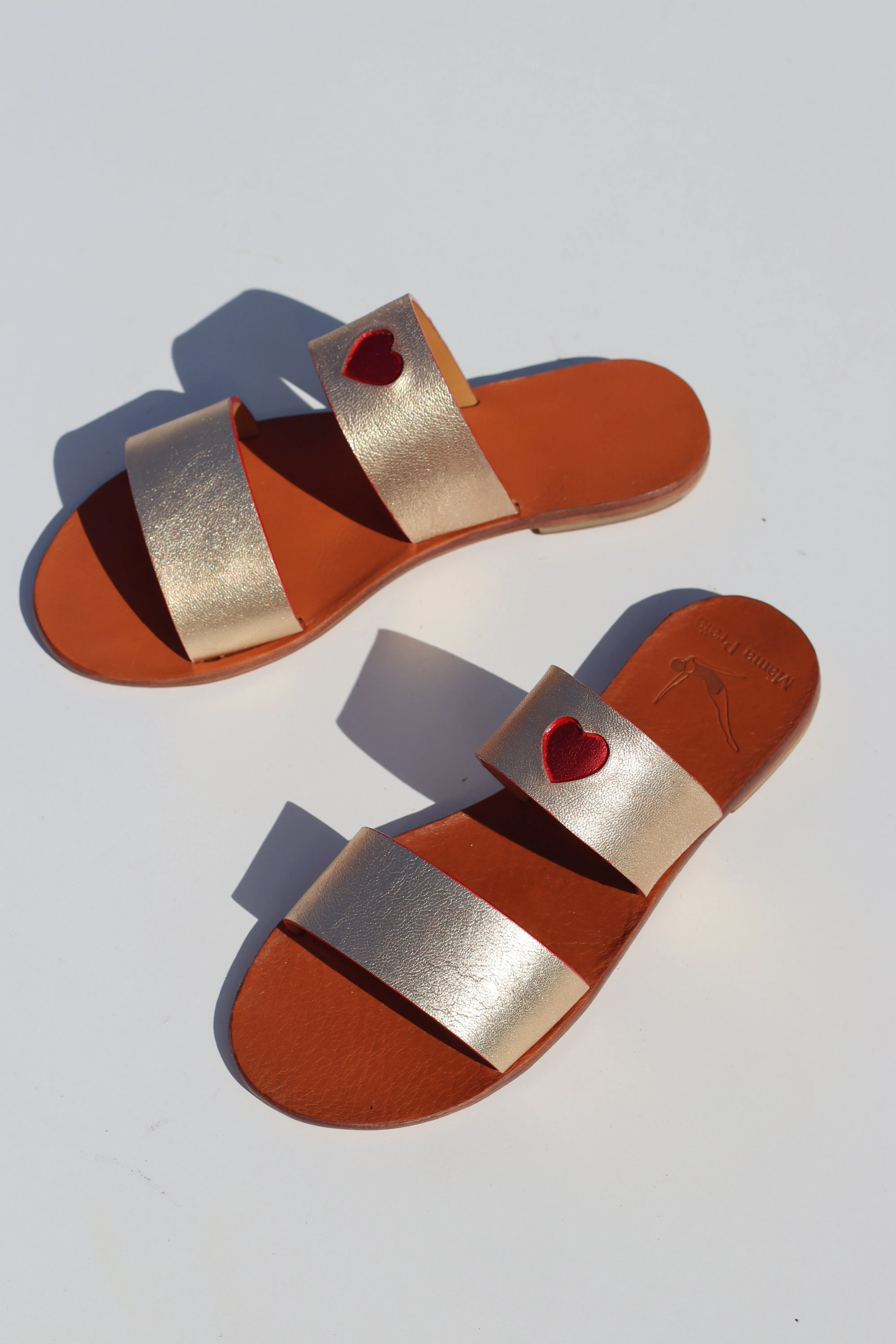 Goldy   Red Heart - Camel Sole - Two-Strap Sandals