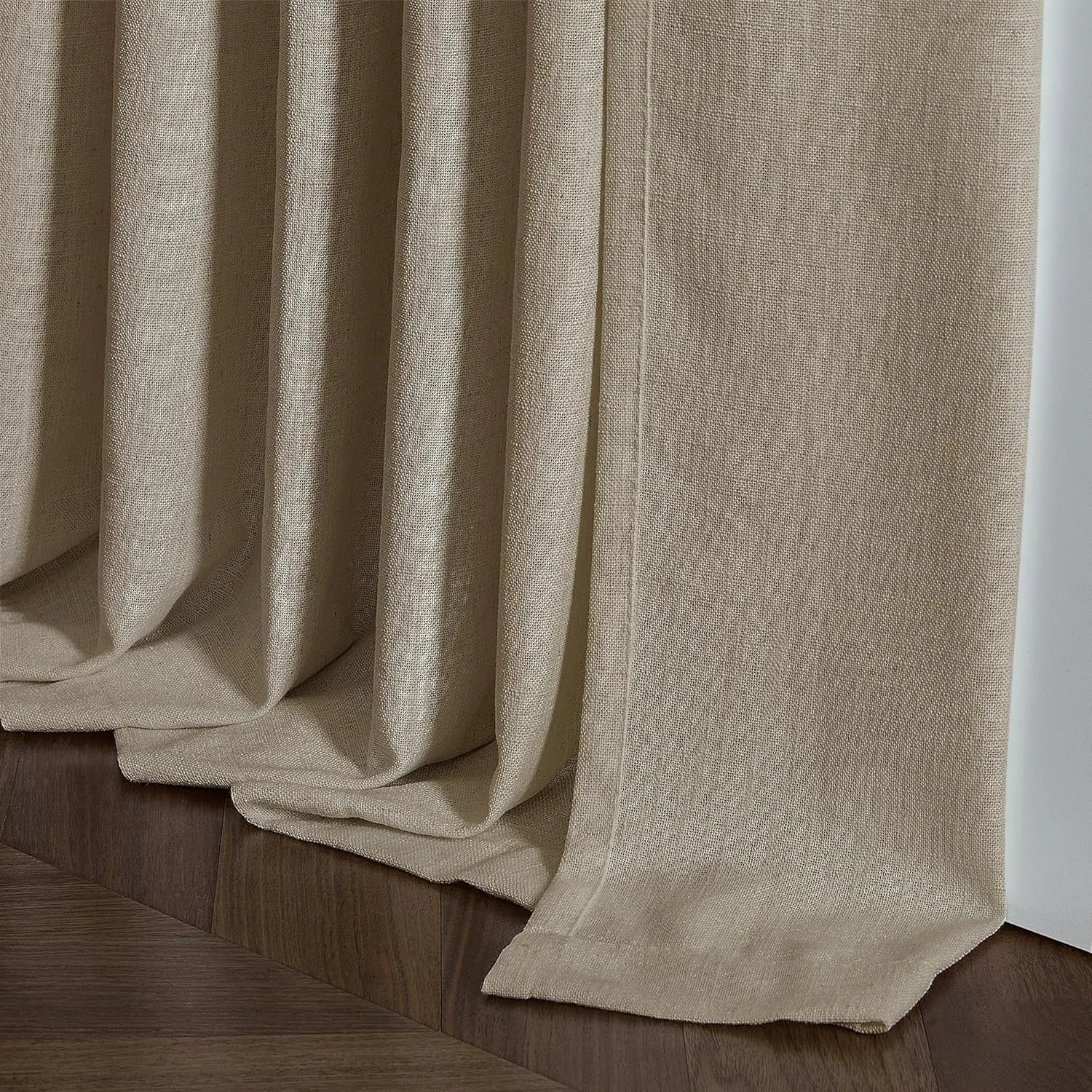 Grey Beige Linen Kitchen Curtains 45 Inches Long 2 Sets Basement Curtains for Small Window Pinch Pleated Back Tab Linen Blend Short Cafe Boho Semi Sheer Back Tab Drapes for Bay Windows Bedroom 40x45